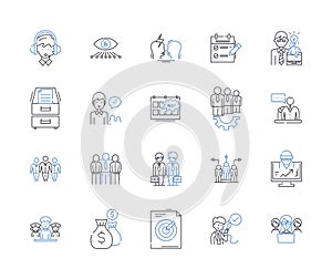 Professional identity line icons collection. Credentialing, Expertise, Specialization, Identity, Authenticity