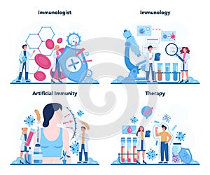 Professional immunologist set. Idea of healthcare, virus prevention.