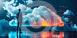 IT Professional Interacts with Cloud Computing Interface Offering Infrastructure as a Service IaaS Solutions for Business Scaling