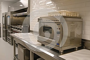 Professional Kitchen Equipment in Empty Restaurant