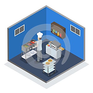 Professional Kitchen Interior Isometric Composition