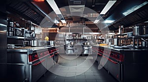 Professional kitchen in restaurant. Modern equipment and devices.