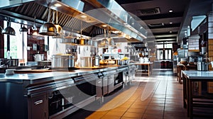 Professional kitchen in restaurant. Modern equipment and devices.