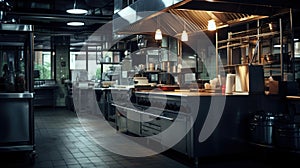 Professional kitchen in restaurant. Modern equipment and devices.