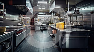 Professional kitchen in restaurant. Modern equipment and devices.