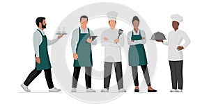 Professional kitchen staff and restaurant workers