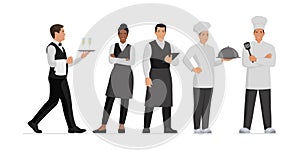 Professional kitchen staff and restaurant workers