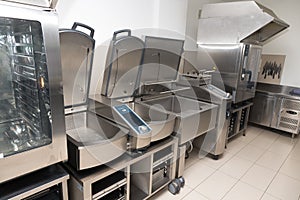 Professional kitchen steel equipment for food preparing