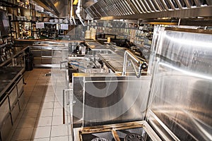 Professional kitchen, view counter in steel