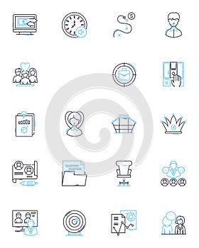 Professional labor linear icons set. Skilled, Trades, Expertise, Laborers, Craftsmanship, Proficiency, Trade union line