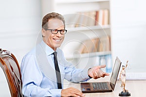 Professional lawyer working on computer