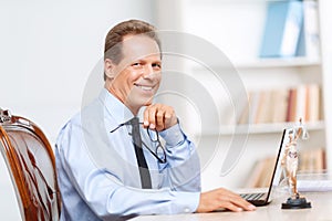 Professional lawyer working on computer