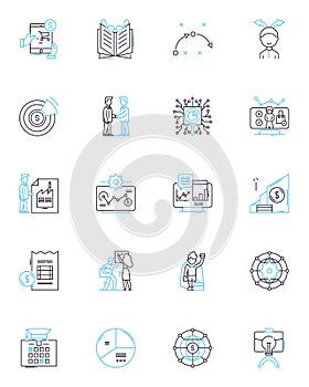 Professional leadership linear icons set. Visionary, Motivational, Strategic, Innovative, Decisive, Charismatic