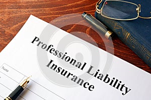 Professional liability insurance policy. photo