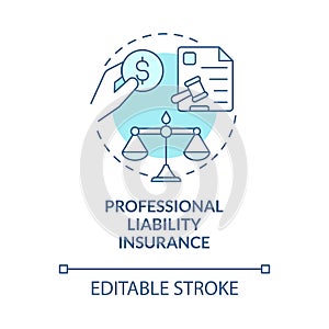 Professional liability insurance turquoise concept icon