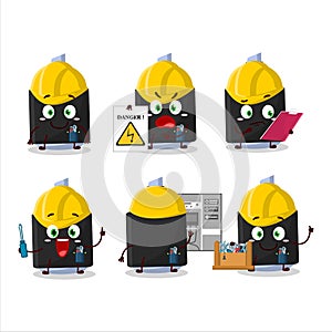 Professional Lineman blue highlighter cartoon character with tools