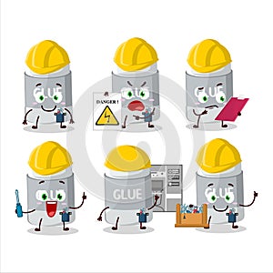 Professional Lineman glue stick cartoon character with tools