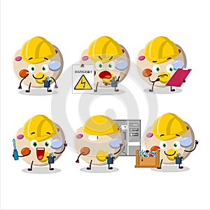 Professional Lineman paint palette cartoon character with tools