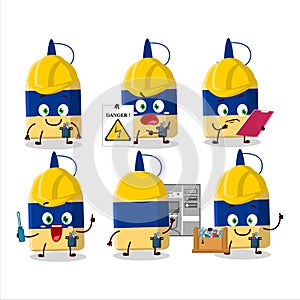 Professional Lineman paper glue cartoon character with tools