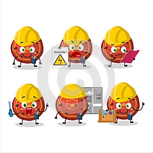 Professional Lineman red cookies pig cartoon character with tools