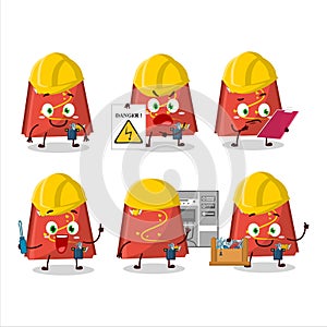 Professional Lineman red love bag cartoon character with tools