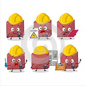 Professional Lineman red sticky note cartoon character with tools