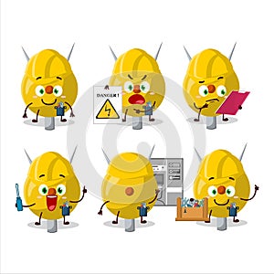 Professional Lineman term stationery cartoon character with tools