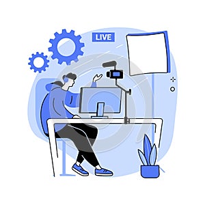 Professional livestream abstract concept vector illustration.