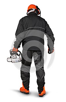 Professional logger with safety gear photo