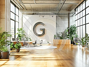 Logo Mockup On A White Wall In A Modern Office