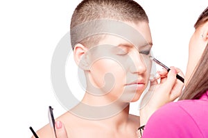 Professional make up artist doing maquillage