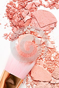Professional make-up brush on crushed blush. Make up artist, beauty salon, beauty blog