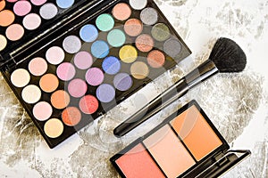 Professional make-up eyeshadow palette and dry highlighter