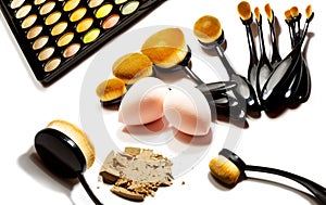 Professional make-up tools isolated on white