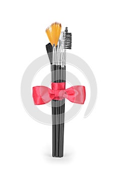 Professional make-up tools tied