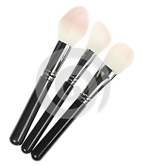 Professional makeup brush made of natural pile on a white background