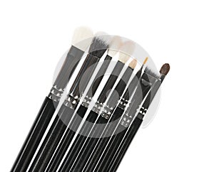 Professional makeup brush made of natural pile on a white background