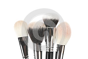 Professional makeup brush made of natural pile on a white background