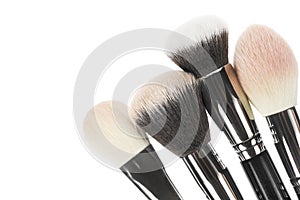 Professional makeup brush made of natural pile on a white background