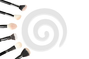 Professional makeup brush made of natural pile on a white background