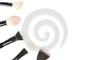 Professional makeup brush made of natural pile on a white background