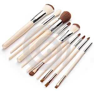 Makeup brush set isolated on white background