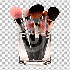 Professional makeup brushes set isolated on transparent background
