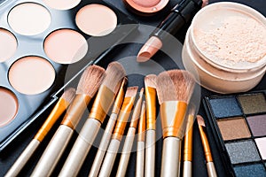 Professional makeup brushes and tools, make-up products set