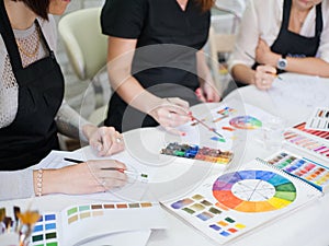 Professional makeup courses ladies studying colors
