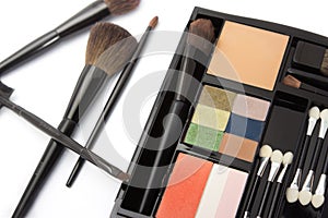 Professional makeup palette and brushes