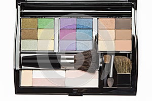 Professional makeup palette and brushes