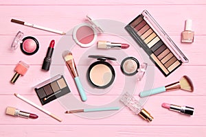 professional makeup tools. Makeup products. A set of various products for makeup