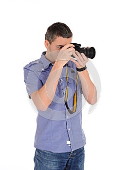 Professional male photographer taking picture