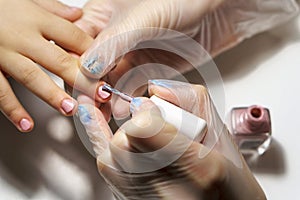 Professional manicure for child